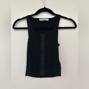 Project Social T Black Ribbed Button-Front Tank